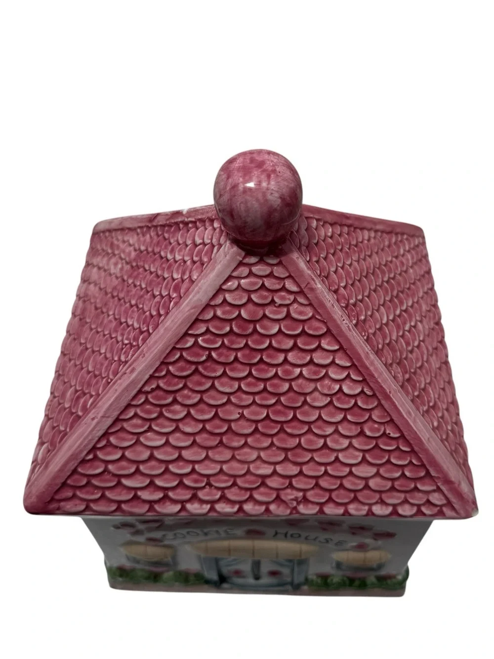 Vintage Pink Cottage Cookie House Cookie Jar Valentine Cottagecore Ceramic Decor